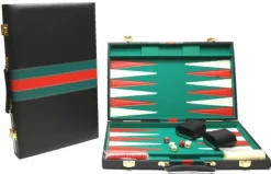 Hot Games Vinyl>Backgammon Koffer Groen En Rood 46 Cm