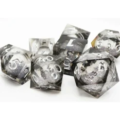 Foam Brain Dice Dobbelstenen>Black Liquid Core Sharp Edge Resin Rpg Dice Set (7)