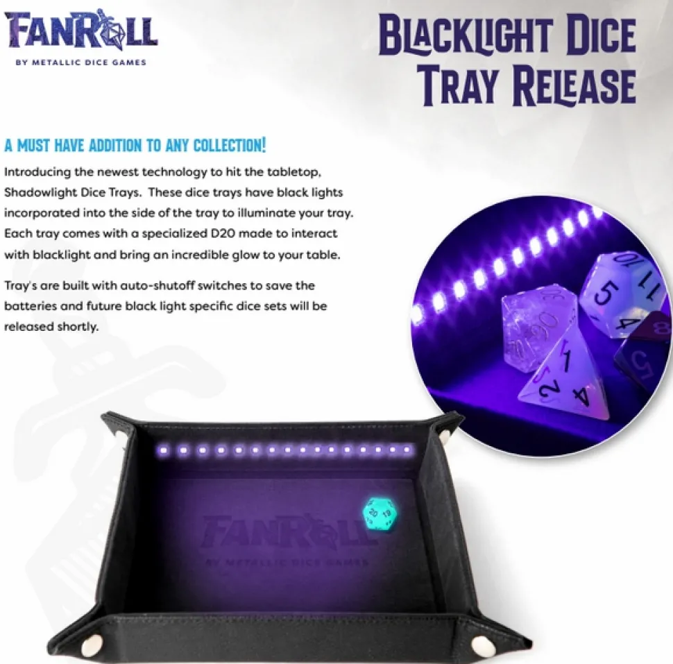 Fanroll Dobbelstenen>Blacklight Dice Tray Met D20