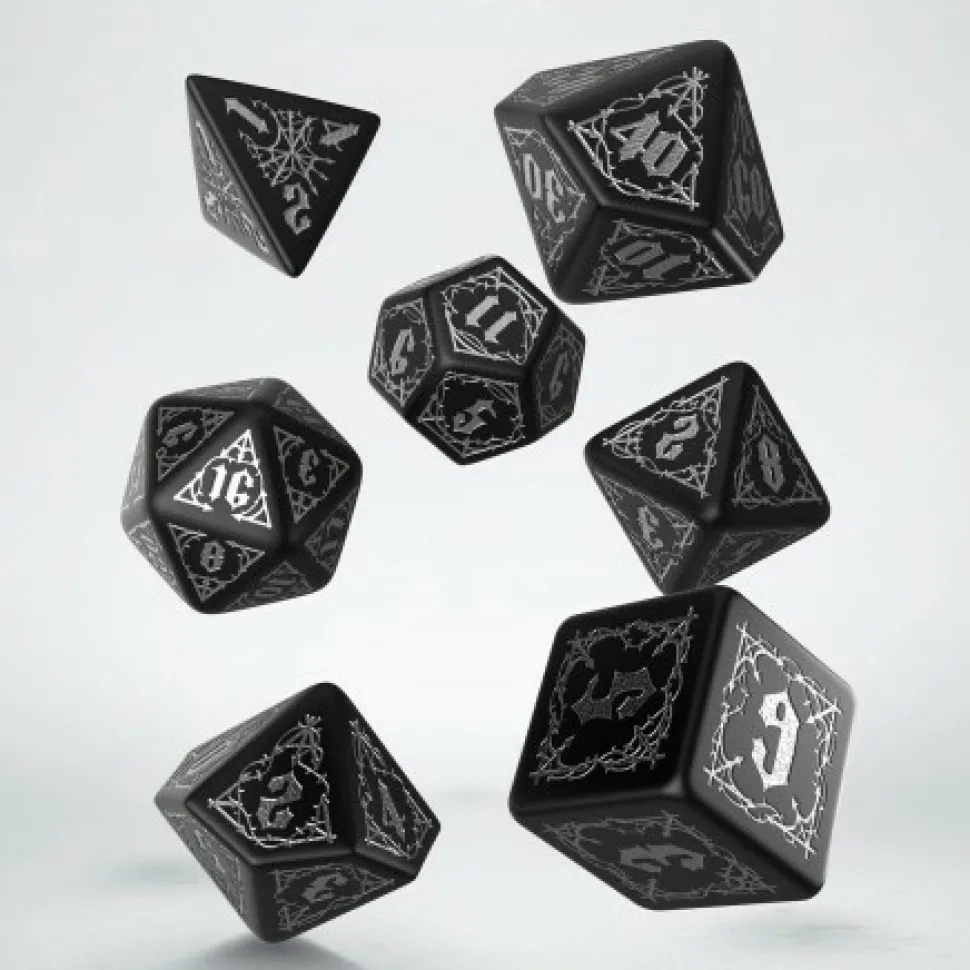 Q Workshop Dobbelstenen>Bloodsucker Black & Silver Dice Set