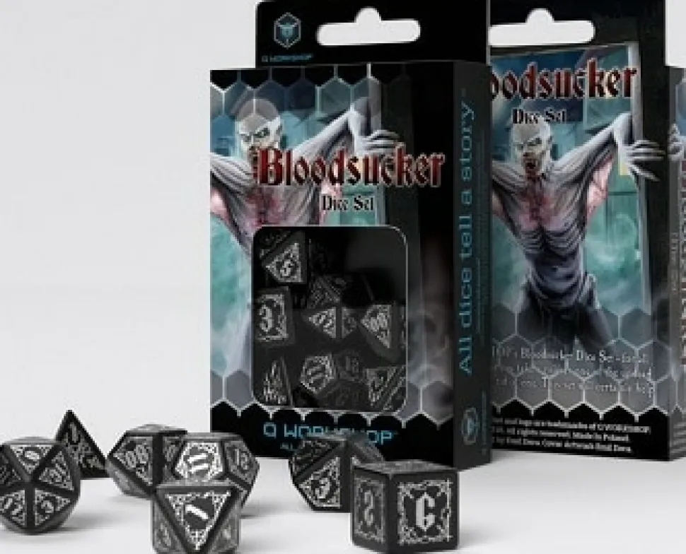Q Workshop Dobbelstenen>Bloodsucker Black & Silver Dice Set