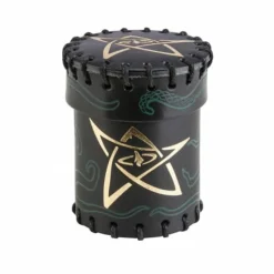 Q Workshop Dobbelstenen>Call Of Cthulhu Black & Green-Golden Leather Dice Cup