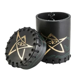 Q Workshop Dobbelstenen>Call Of Cthulhu Black & Green-Golden Leather Dice Cup