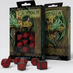 Q Workshop Dobbelstenen>Celtic 3D Revised Black & Red Dice Set (7)