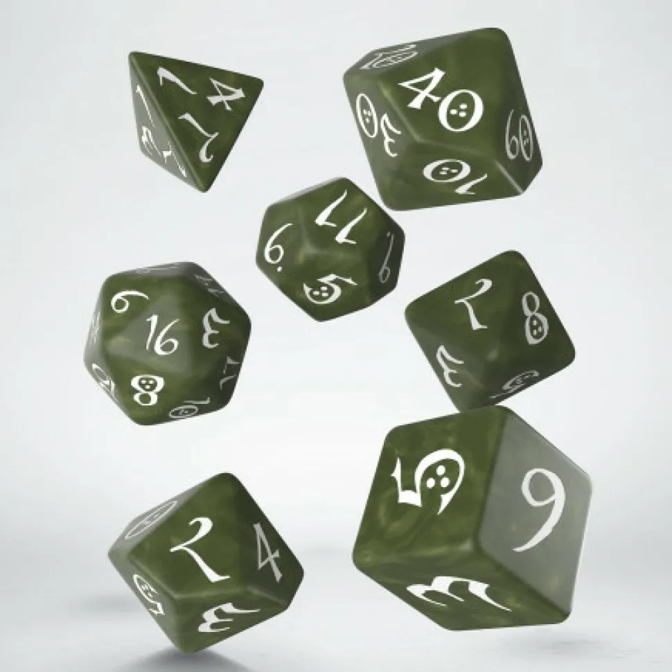 Q Workshop Dobbelstenen>Classic Rpg Olive & White Dice Set (7)