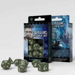 Q Workshop Dobbelstenen>Classic Rpg Olive & White Dice Set (7)