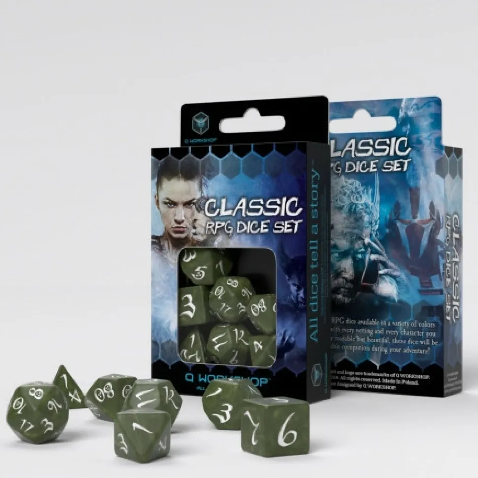 Q Workshop Dobbelstenen>Classic Rpg Olive & White Dice Set (7)