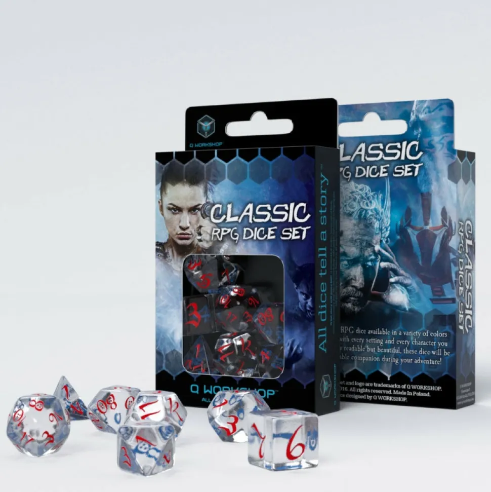 Q Workshop Dobbelstenen>Classic Rpg Translucent & Blue-Red Dice Set (7)