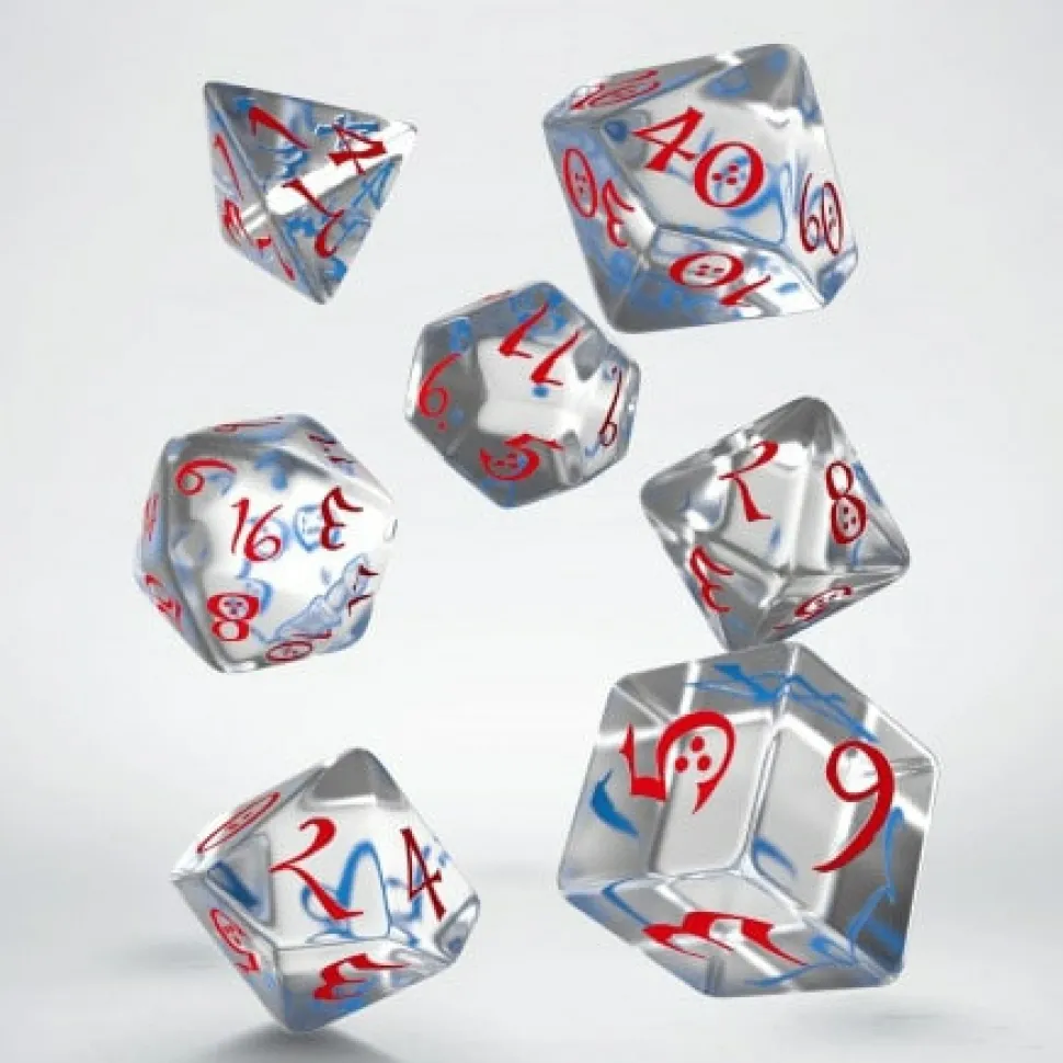Q Workshop Dobbelstenen>Classic Rpg Translucent & Blue-Red Dice Set (7)