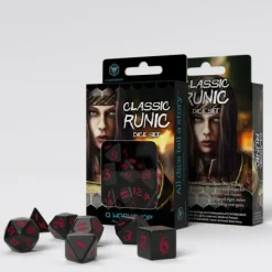 Q Workshop Dobbelstenen>Classic Runic Black & Red Dice Set (7)