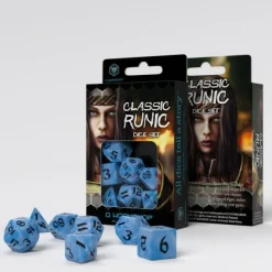 Q Workshop Dobbelstenen>Classic Runic Glacier & Black Dice Set 7