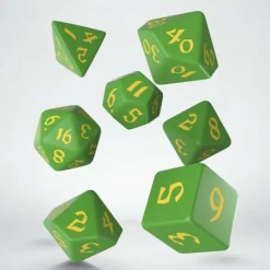 Q Workshop Dobbelstenen>Classic Runic Green & Yellow Dice Set (7)