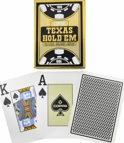 Copag Speelkaarten> - Texas Hold'Em Gold - Jumbo Face - 2 Index - Tbx Black