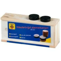 Longfield Dammen>Damstenen Blank/Zwart 35 Mm. In Kist
