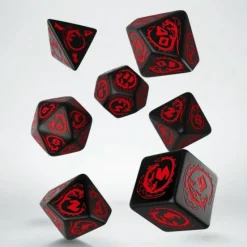 Q Workshop Dobbelstenen>Dragons Black & Red Dice Set (7)