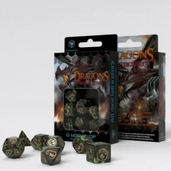 Q Workshop Dobbelstenen>Dragons Bottle Green & Gold Dice Set (7)