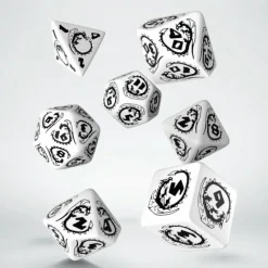Q Workshop Dobbelstenen>Dragons White & Black Dice Set (7)