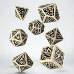 Q Workshop Dobbelstenen>Dwarven Beige & Black Dice Set (7)