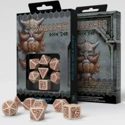 Q Workshop Dobbelstenen>Dwarven Beige & Burgundy Dice Set (7)