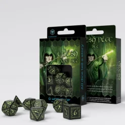 Q Workshop Dobbelstenen>Elvish Black & Glow-In-The-Dark Dice Set (7)
