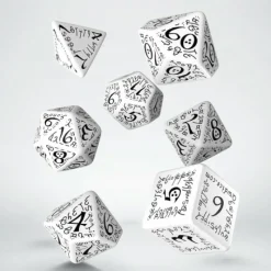 Q Workshop Dobbelstenen>Elvish White & Black Dice Set (7)