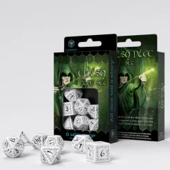 Q Workshop Dobbelstenen>Elvish White & Black Dice Set (7)