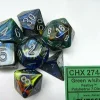 Chessex Dobbelstenen>Festive Green/Silver Polydice Dobbelsteen Set (7 Stuks)