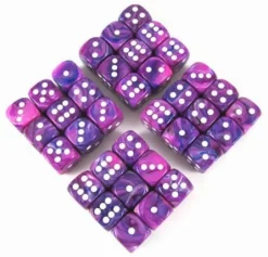 Chessex Dobbelstenen>Festive Violet/White D6 12Mm Dobbelsteen Set (36 Stuks)