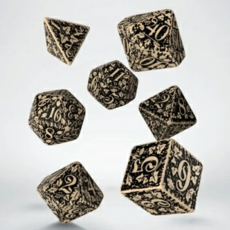 Q Workshop Dobbelstenen>Forest 3D Beige & Black Dice Set (7)