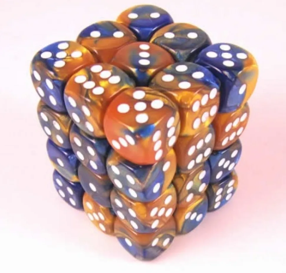 Chessex Gaming Counters>Gemini Blue-Gold/White D6 12Mm Dobbelsteen Set (36 Stuks)