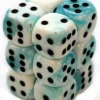 Chessex Dobbelstenen>Gemini White-Teal/Black D6 16Mm Dobbelsteen Set (12 Stuks)