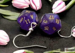 Chessex Oorbellen>Hook Earrings Borealis Royal Purple Mini-Poly D20