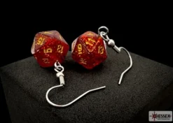 Chessex Oorbellen>Hook Earrings Glitter Ruby Mini-Poly D20