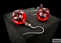 Chessex Oorbellen>Hook Earrings Translucent Red Mini-Poly D20