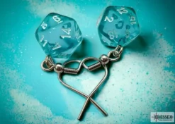 Chessex Oorbellen>Hook Earrings Translucent Teal Mini-Poly D20