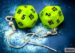 Chessex Oorbellen>Hook Earrings Vortex Bright Green Mini-Poly D20