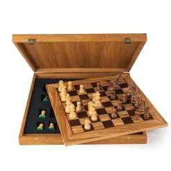 Manopoulou Schaaksets>Houten Schaakset: Olive Burl Schaakbord 50Cm Met Staunton Schaakstukken