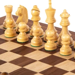 Manopoulou Schaaksets>Houten Schaakset: Staunton Schaakstukken (Koning 8,5 Cm)