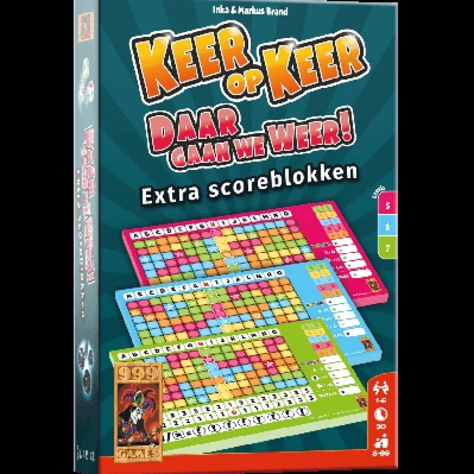 999 Games Dobbelspellen>Keer Op Keer Scoreblok 3 Stuks Level 5, 6 En 7 - Dobbelspel