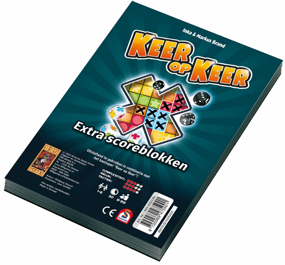 999 Games Dobbelspellen>Keer Op Keer Scoreblok 2 Stuks Level 1 - Dobbelspel