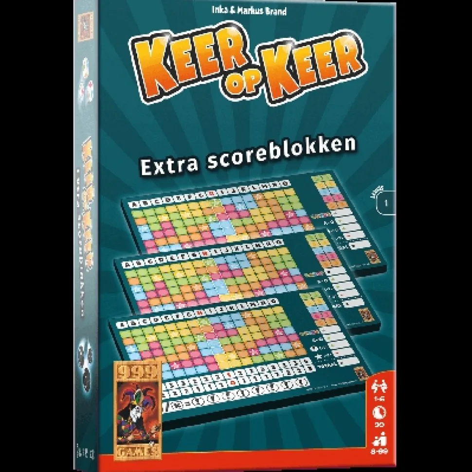 999 Games Dobbelspellen>Keer Op Keer Scoreblok 2 Stuks Level 1 - Dobbelspel