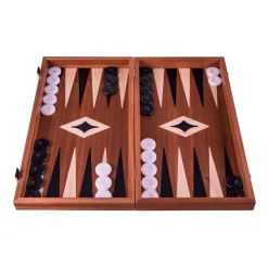 Manopoulou Dammen>Mahonie 3 In 1 Backgammon/Schaak/Dambord Medium Zwart