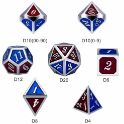 Dice Habit Dobbelstenen>Metal & Enamel Dice Set - Burgundy & Blue