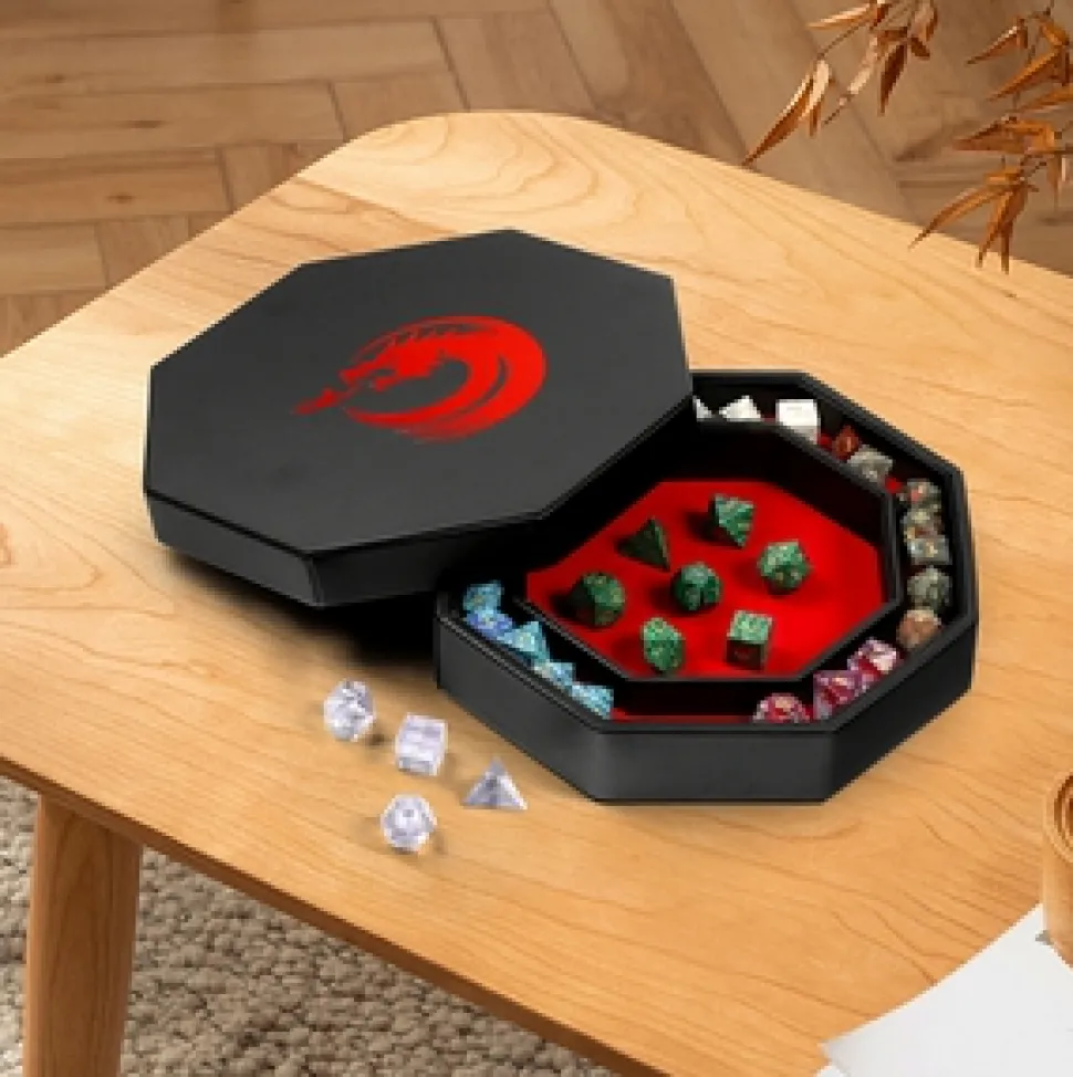 Dice Habit Dobbelstenen>Octagon Dice Tray - Red