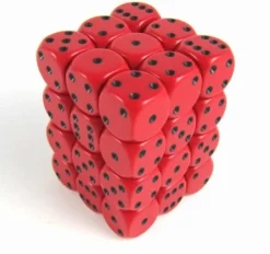 Chessex Dobbelstenen>Opaque Red/Black D6 12Mm Dobbelsteen Set (36 Stuks)