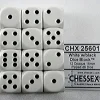 Chessex Dobbelstenen>Opaque White/Black D6 16Mm Dobbelsteen Set (12 Stuks)