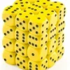 Chessex Dobbelstenen>Opaque Yellow/Black D6 12Mm Dobbelsteen Set (36 Stuks)