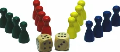Hot Games Spelonderdelen>Pionnen Ludo 4X4 St.24Mm+2 Dobbelst.In Zak