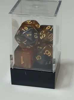 Spellehuis Dobbelstenen>Rpg Dice Set (7) Double Transparant Zwart/Koper Glitter