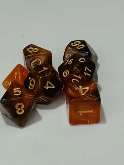 Spellehuis Dobbelstenen>Rpg Dice Set (7) Double Transparant Zwart/Koper Glitter